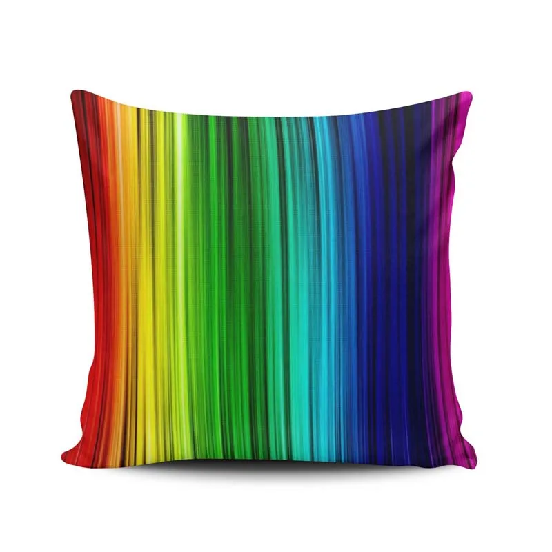 Custom Fashion Home Decor Pillowcase Colorful Coloured Rainbow Curtain European Square Throw Pillow Cover Cushion Case 18x18 In | Дом и сад