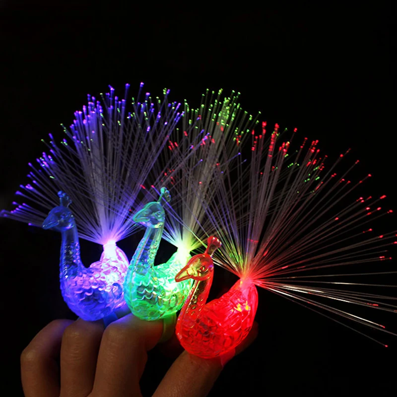 

5pc Peacock Finger Ring Light party rave festival led light battery powered deco anniversaire birthday party decorations adult 6