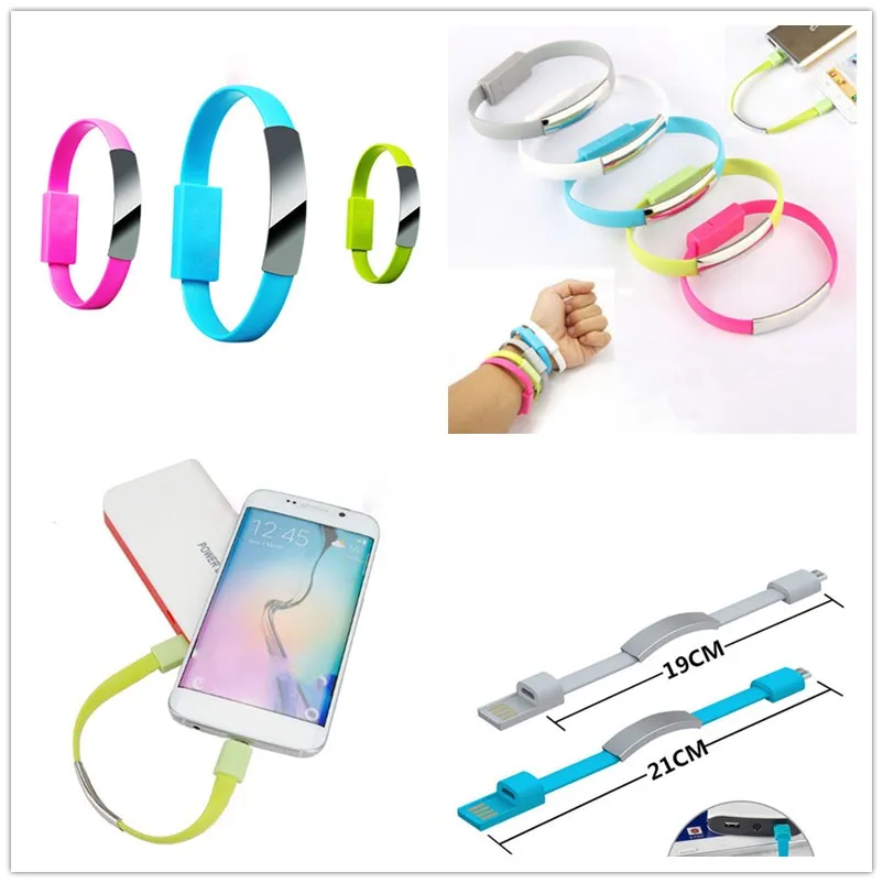 

1Pcs 22.5 cm Black Micro USB To USB Cable Bracelet Charger Data Sync Cord Wristband Charging