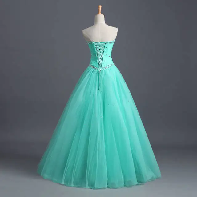 Ball Gown Beads Mint Green Tulle Evening dresses 2016 new arrival Lace- up Back Sweetheart Formal Gowns robe de soiree longue | Свадьбы и