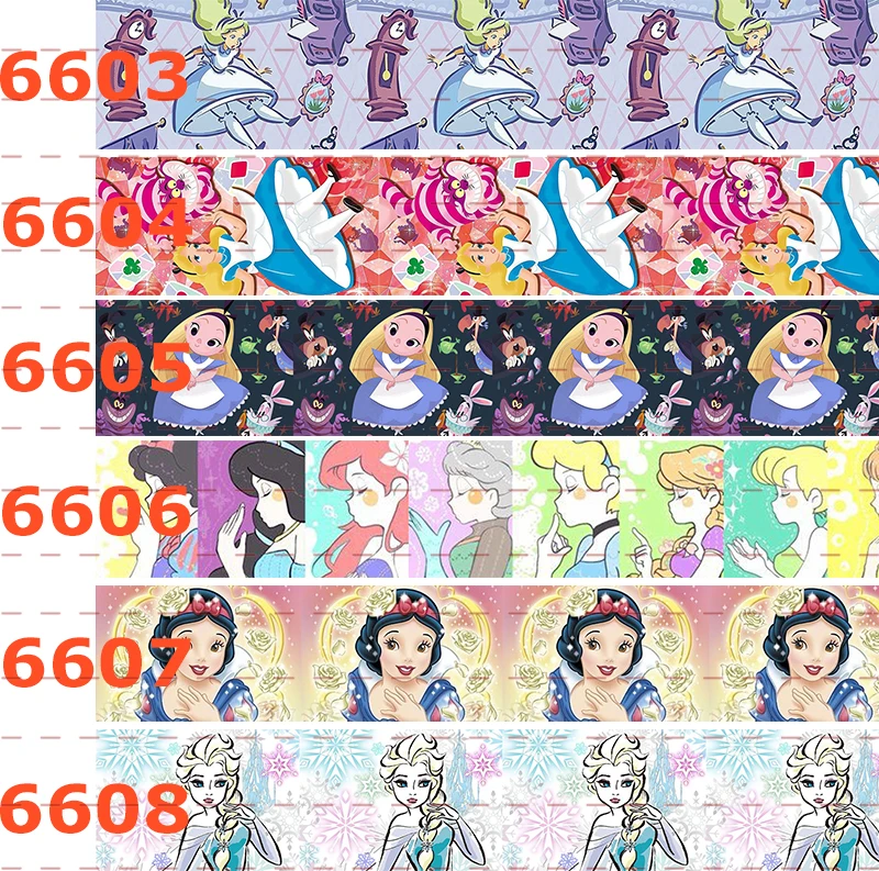 

New 50 yards lovely cartoon ribbon many princess printed grosgrain ribbon DIY