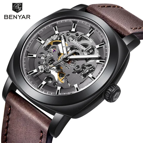 Topo da Marca de Luxo Mecânico à Prova Benyar Relógios Masculinos Negócio Automático Relógio Dwaterproof Água Esporte Pulso Masculino Mod. 115131