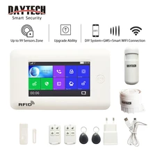 DAYTECH GSM цветной сенсорный экран GSM WiFi сигнализация PIR/дверной/оконный датчик Android iOS APP пульт дистанционного управления совместим с Alexa