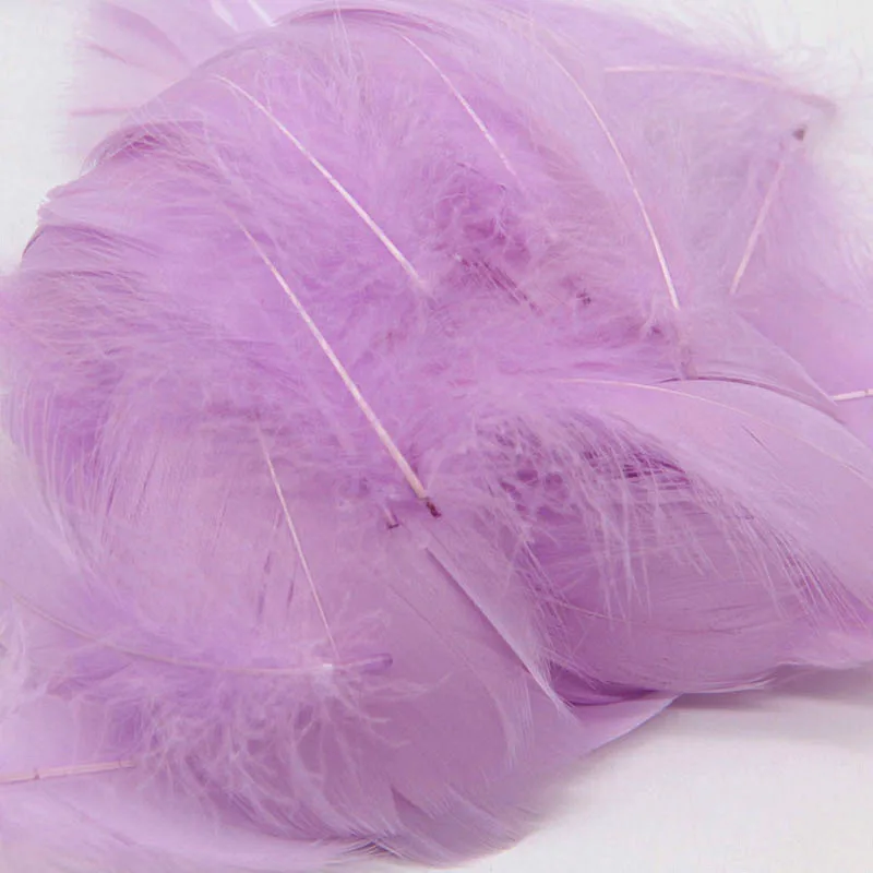Натуральные гусиные перья 8-12 см, цветные плавающие перья для рукоделия, головной убор, сделай сам, ювелирный материал, аксессуары, 100 шт - Цвет: Light purple
