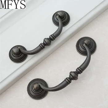 

3.5" 4.1" Dresser Pulls Drop Drawer Handles Knob Antique Bronze Kitchen Cabinet Handle Vintage Door Bail Pull Shabby Chic