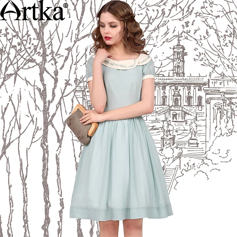 Artka 2015 женская ретро новая коллекция летней одежды с коротким рукавом