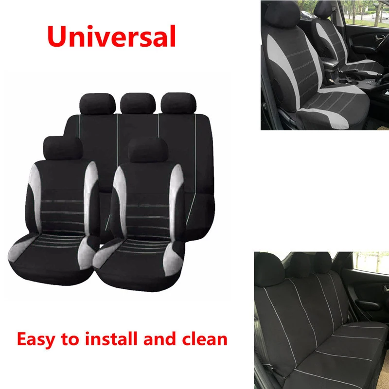 JX-LCLYL 9pcs 5Seats Car High Quality Durable Car Seat Cover Front Rear Headrest Set
