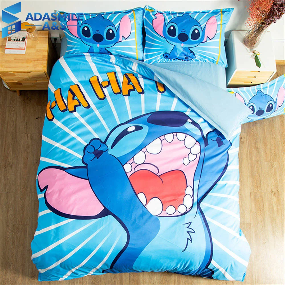 Disney Stich Bedding Set Pokemon Cartoon Single Bed Duvet Cover Animal for Kids Girls 3pcs Rainbow Bedspreads