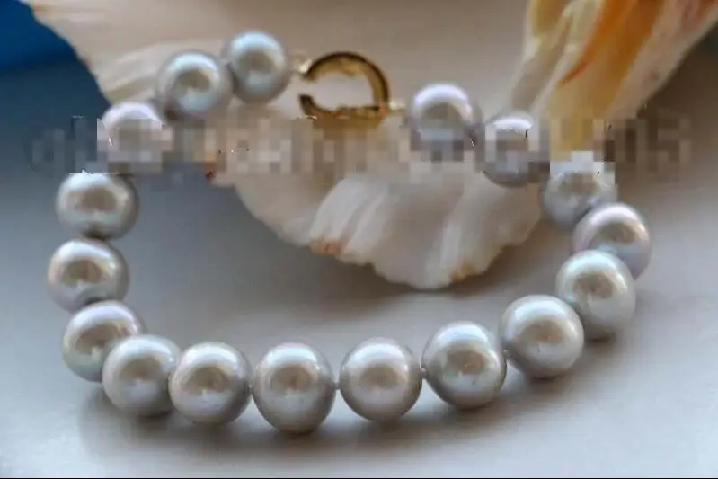 

Free shipping hot sale Women Bridal Wedding Jewelry >>8" Genuine Natural 11mm Gray Round Pearl Bracelet