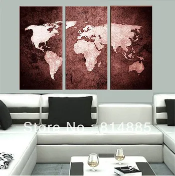 

Free Shippig !!! The Word Map ,100% Handpainted Modern Oil Painting On Canvas, ,