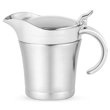 

450Ml Stainless Steel Thermal Gravy Pot Sauce Jug Sauce Pot Double-Layer Insulated Pot