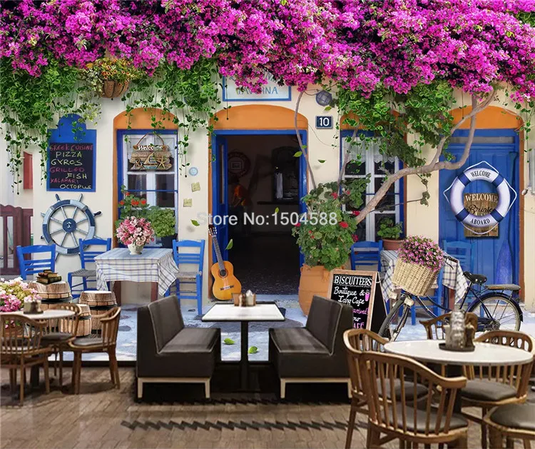 Пользовательские фото обои 3D Средиземноморский окна Rose фоне стены фрески Ресторан Кафе Гостиная стены документы для стен 3 D
