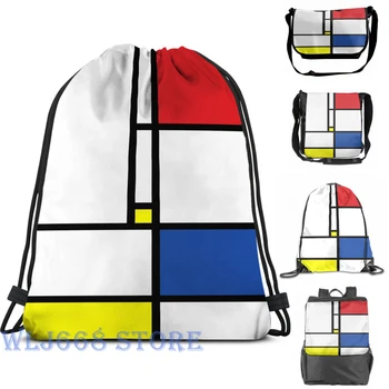 

Funny graphic print shoulder Bags women Mondrian Minimalist De Stijl Modern Art Single shoulder backpack travel for men Gym Bag