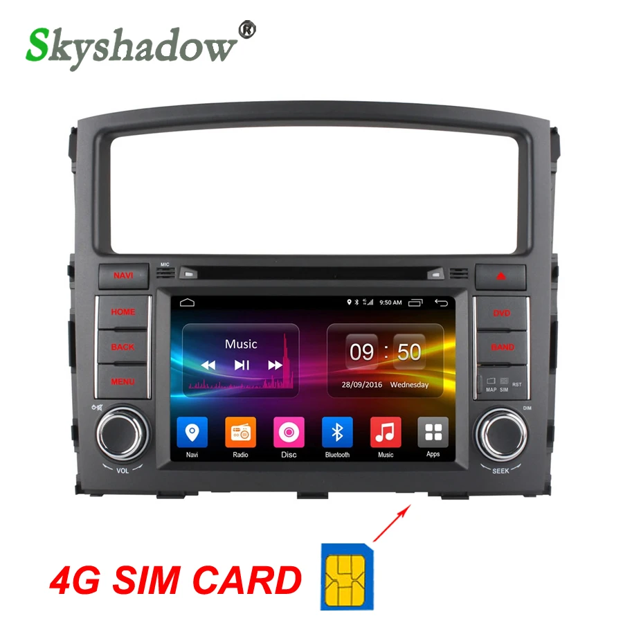 Discount C500 4G SIM LTE Android 6.0 2GB RAM 32RB 8 core Car DVD Player Bluetooth WIFI GPS Map RDS Radio for MITSUBISHI PAJERO 2006-2015 0