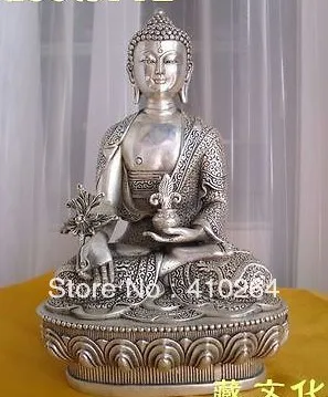 

0116P [old craft ] Fast Shipping 8" Nepal Tibetan Buddhist bronze Healing Medicine buddha statue (A0314)