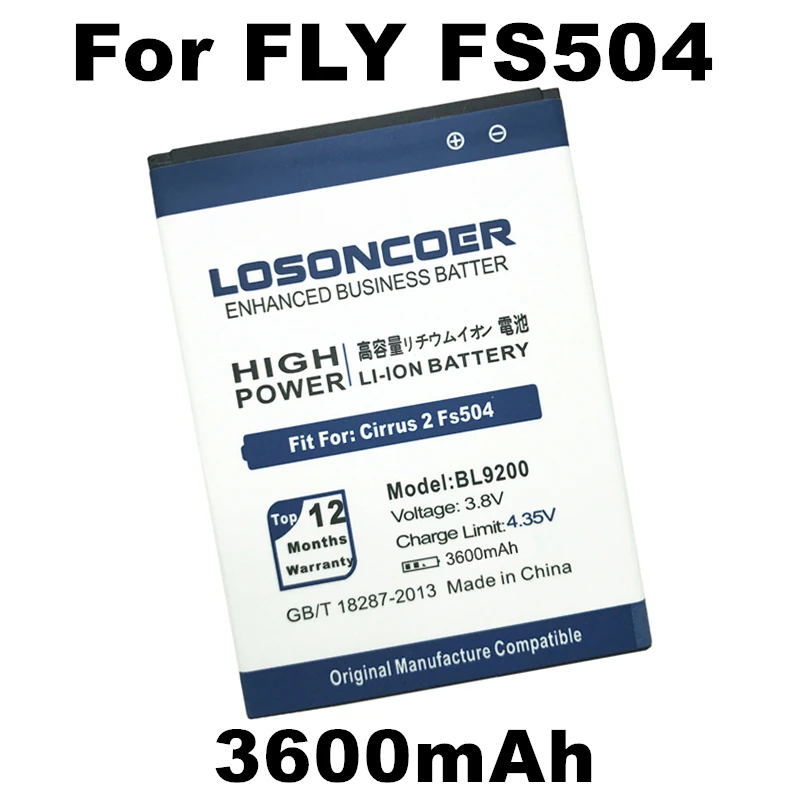 LOSONCOER Новое поступление 3600 мАч Топ BL9200 батарея для Fly Cirrus 2 FS504 батареи мобильного телефона