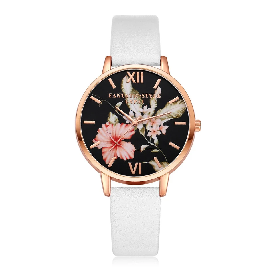 

Women Watch Printed Flower Print Analog Alloy Watches Causal Quartz Analog Wristwatch relogio masculino Drop shipping montre fem