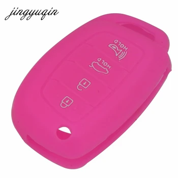 Keyforkess custodia protettiva per portachiavi in Silicone per Hyundai ix45 Santa Fe i30 i35 i40 Genesis pieghevole 4 pulsanti protezione remota - Jingyuqin custodia protettiva per portachiavi in Silicone per Hyundai ix45 Santa Fe i30 i35 i40