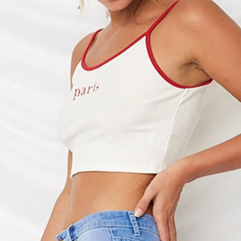 Summer Womens Letter Strap Vest Lady Casual Holiday Blouse Tops Cami Tank Vest