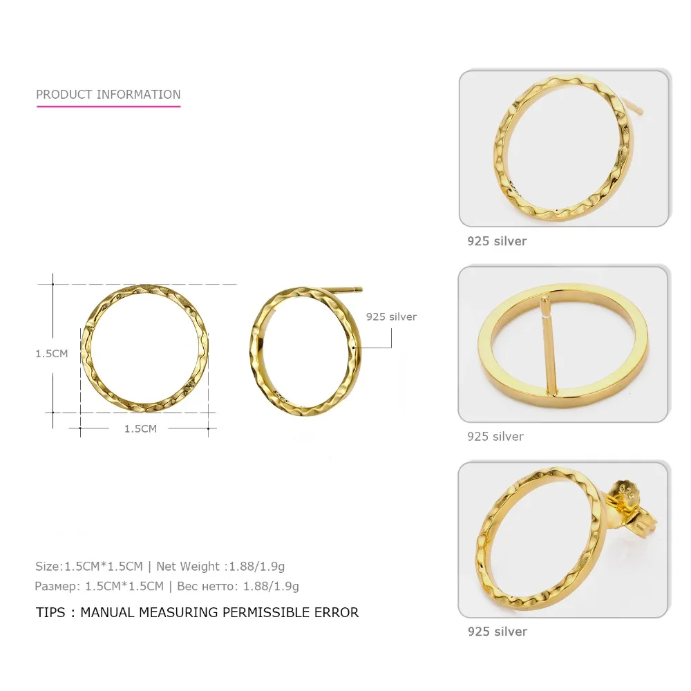 Tardoo Круглый Круг Хооп Серьги 925 пробы серебро Мода Геометрическая Простой Fine Jewelry