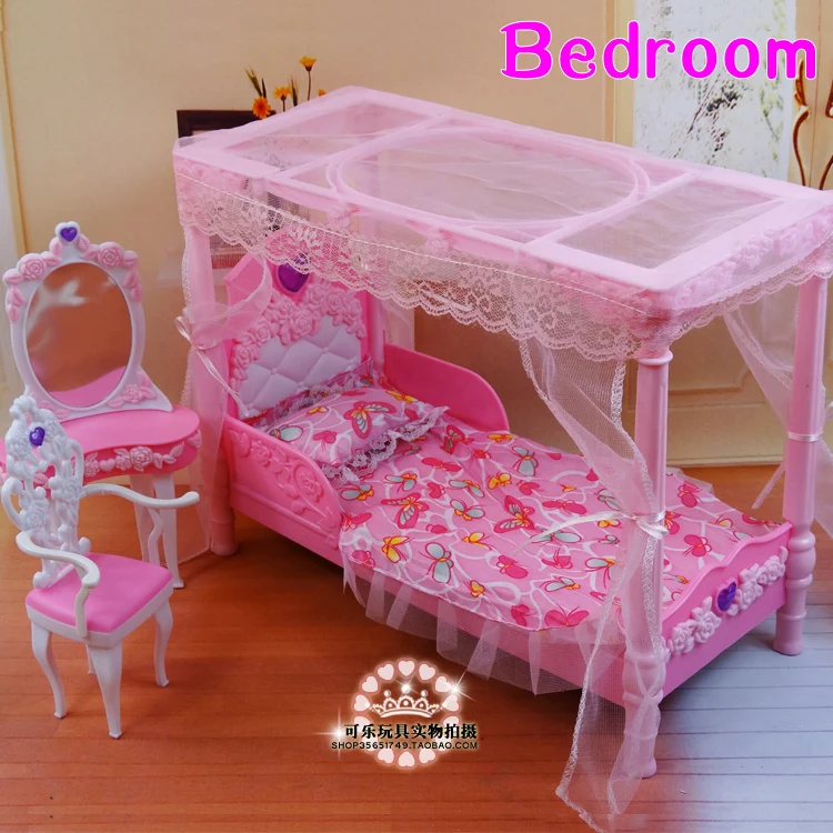 دمية اكسسوارات أثاث سرير الاميرة خلع الملابس الجدول تلعب مجموعة ل باربي 1/6 ألعاب أطفال