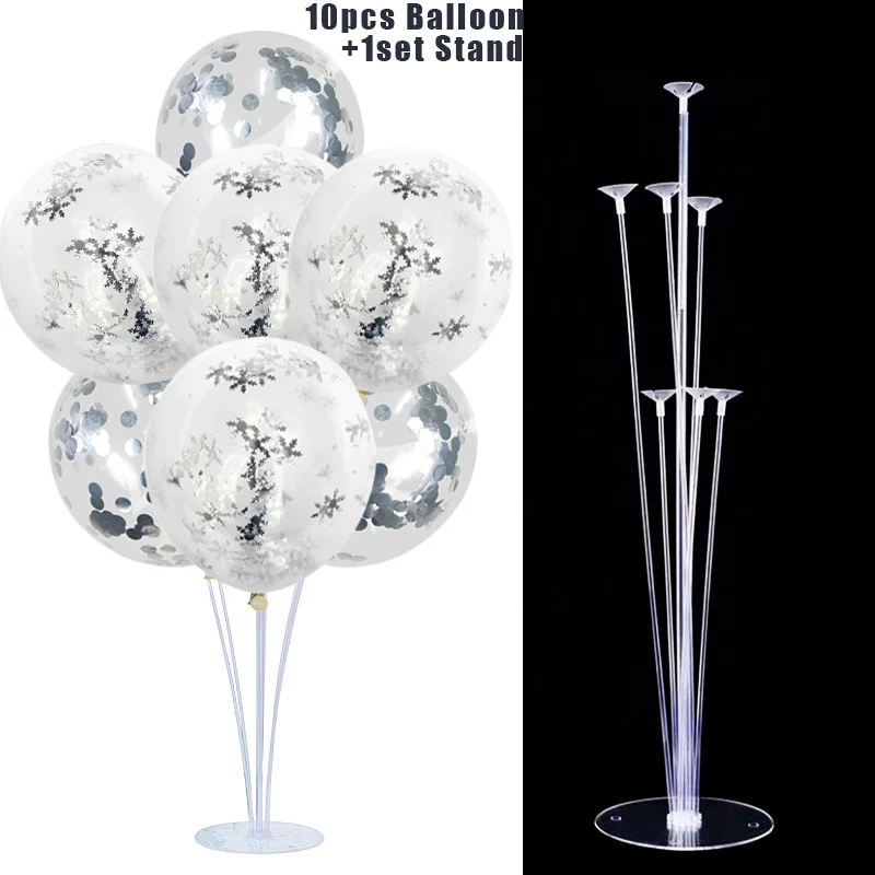 kit stand and ballon MEIDDING 15 шт. Рождественская Снежинка шары снег день рождения Тематические с утолщённой меховой опушкой, воздушные шарики, детские игрушки Рождественский Год Вечерние поставки - Цвет: kit stand and ballon