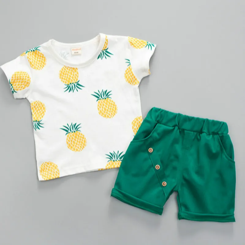 

Baby Boys Girls Summer Clothes Fashion Cotton Set Printed Fruit Sports Suit For A Boy T-Shirt + Shorts Children'S Clothing