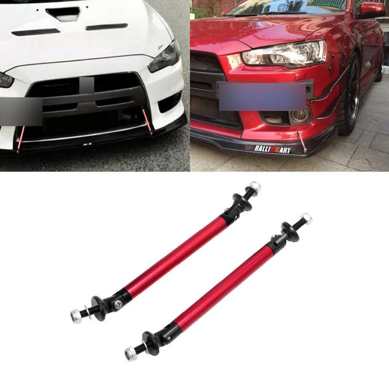 Adjustable Bumper Lip Splitter Diffuser Strut Rod Tie Bars Blue For Lancer EVO