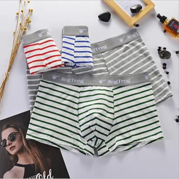 

Direct sales price Panties fresh Men Underwear Sexy Striped Combed cotton Breathable business Men Underwear Boxer Underpants