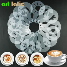 Template Duster Mold Spray-Tools Stencil Cupcake Strew-Pad Coffee Cappuccino Milk 16pcs