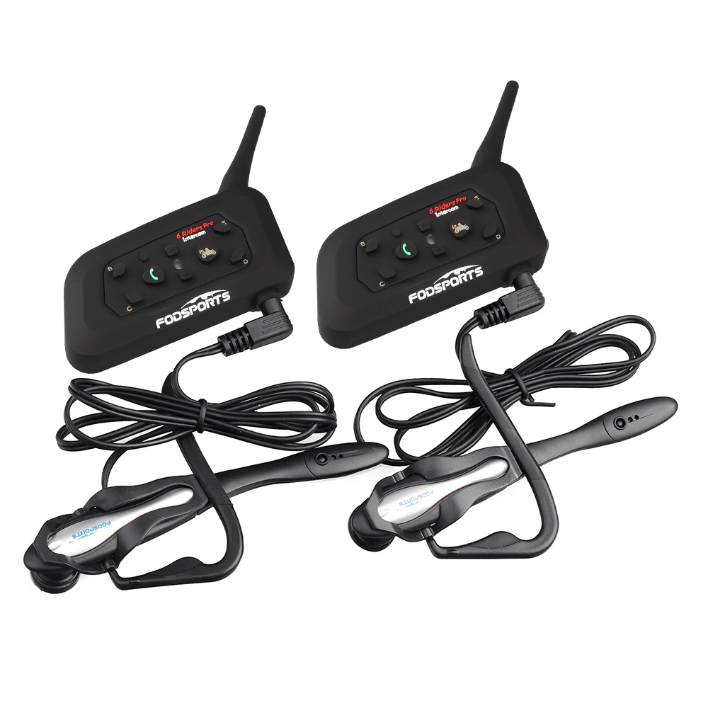 2 pcs V6 BT Interphone Wireless Bluetooth Headset Intercom Suit for Football Referee Judge Bicycle Conference