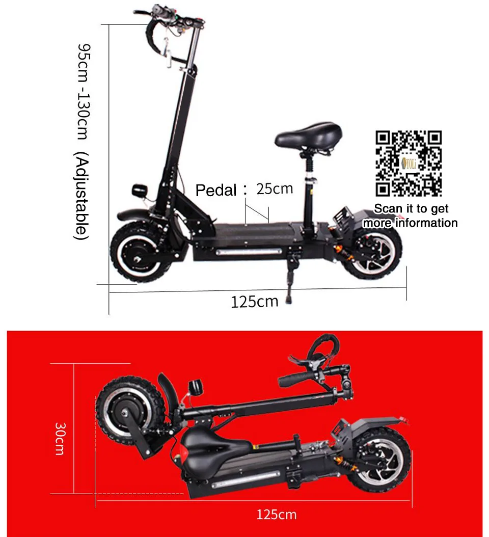 Cheap 60V 18.2A battery 1600W powerful motor double oil brake electric scooter 11 inch frame folding e bike mini folding scooter 10