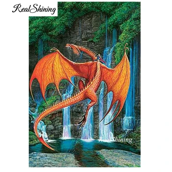 

DIY 5D diamond painting Waterfalls Dragon cross stitch 3d diamond embroidery full sqaure round drill resin mosaic pattern FS4994