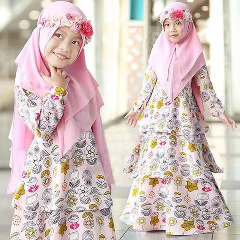 Traditional cartoon Kids  clothing Fashion Child Abaya 