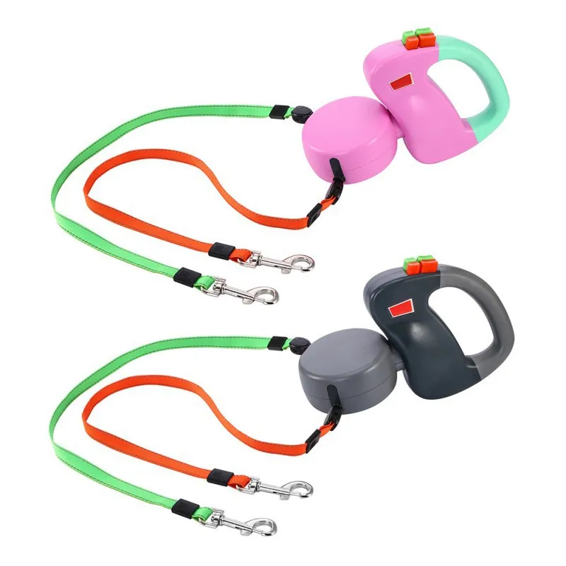 3MAutomatic Retractable Dog Double Leashes Adjustable Collar Leashes