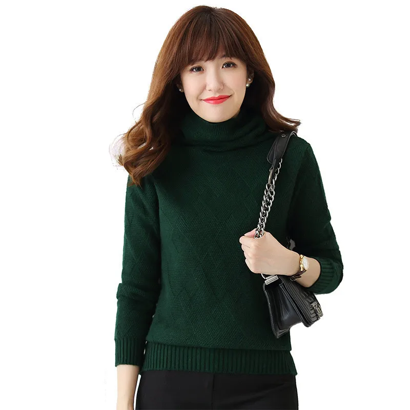 Autumn and winter new cashmere sweater women's high-neck mats slim thin wild sweater fashion loose solid color knitted jacket