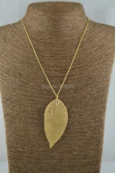 

Unique Gold Color Leaf Charms Pendant Chains Necklace Fashion Woman Jewelry 5pc per lot