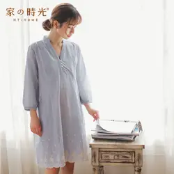 Платье для беременных, хлопковое Полосатое платье для кормящих женщин, короткая летняя одежда для беременных, платья