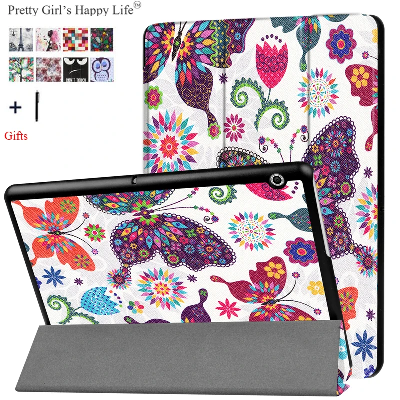 Кожаный чехол-подставка для huawei MediaPad T3 10 9,6 ''с откидной крышкой для huawei Honor Play Pad 2 9,6, чехол для планшета с принтом Fundas+ Flim Pen
