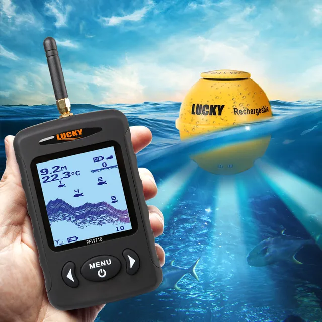 Russian menu! Russian Menu Wireless Sonar Portable Fish Finder Sensor Echo Sounder Alarm River Lake Sea Bed Live 135ft/45M 6
