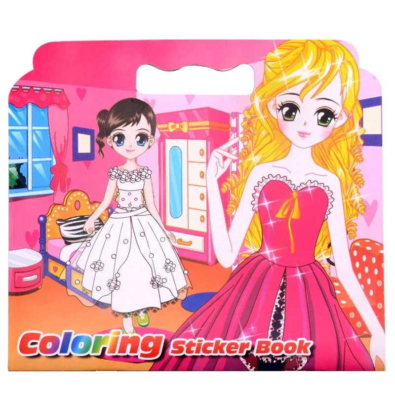 

16 Pages New Saucy Princess Coloring Sticker Book For Children Adult Relieve Stress Kill Time Graffiti Painting Drawing Art Book