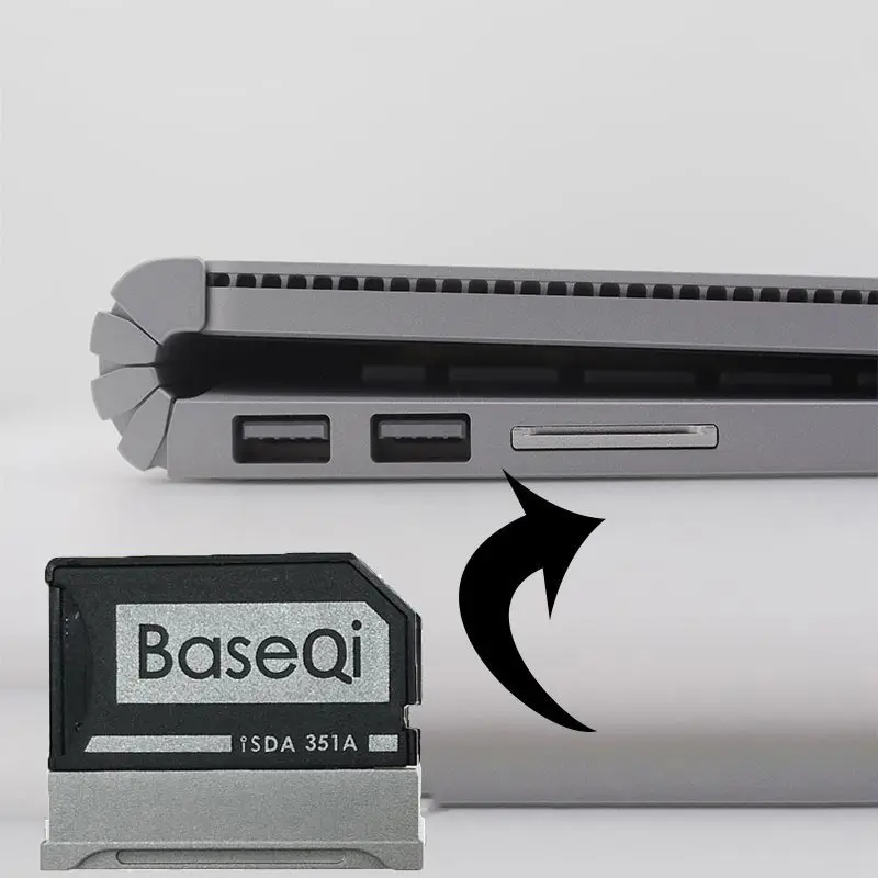 BaseQi алюминиевый для microsoft Surface Book 2 1" MiniDrive memory stick pro duo адаптер для macbook air pcmcia крепление для карты ssd