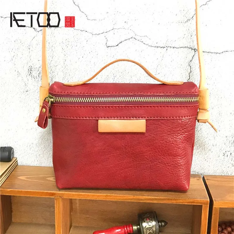 

EUMOAN New handbags fashion retro leather handbags rose imprint ladies diagonal handbag mini shoulder bag