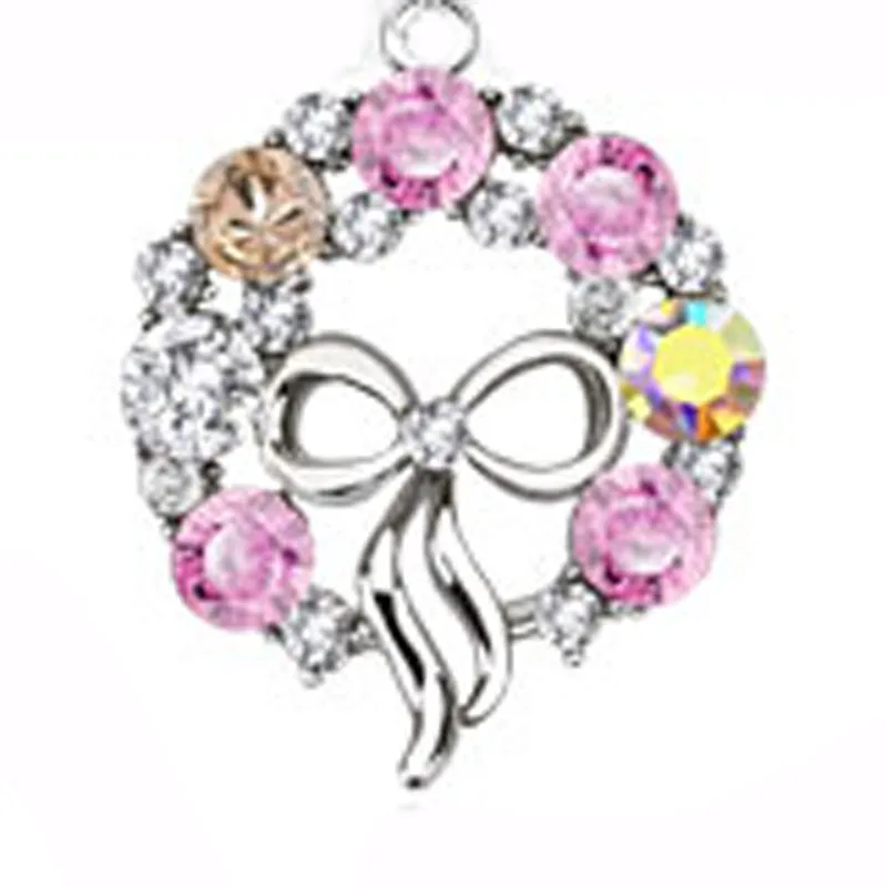 Guirnalda de lazo de aleación de metal con diamantes de imitación de colores, colgante de collar de torse de aro floral, accesorios de adorno de joyería de moda, novedad