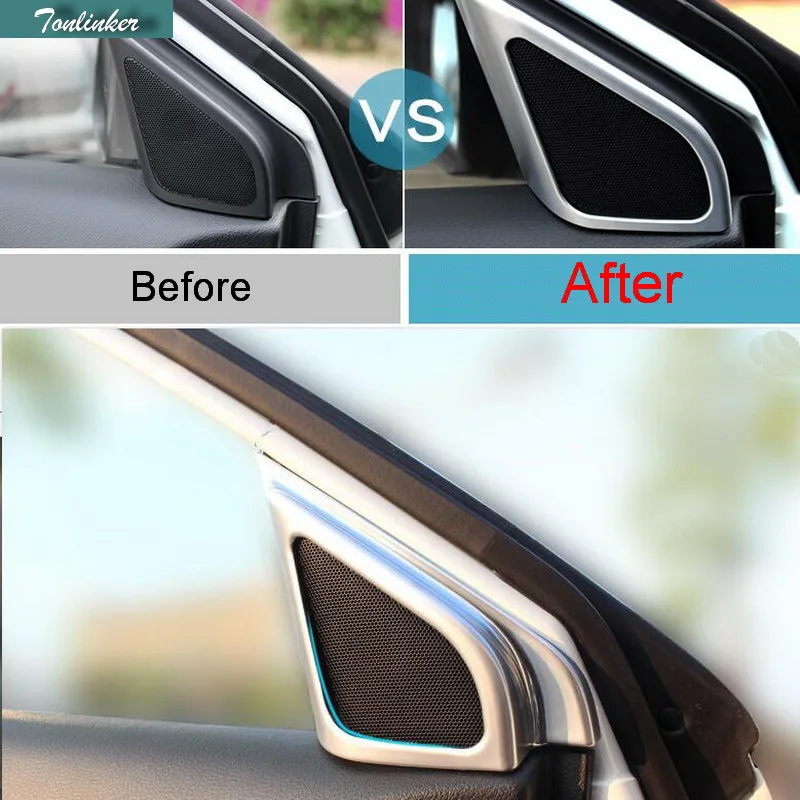 

Tonlinker Cover Case Stickers for SUZUKI vitara 2016 Accessories 2 PCS Car Styling ABS stainless steel Tweeter speaker stickers
