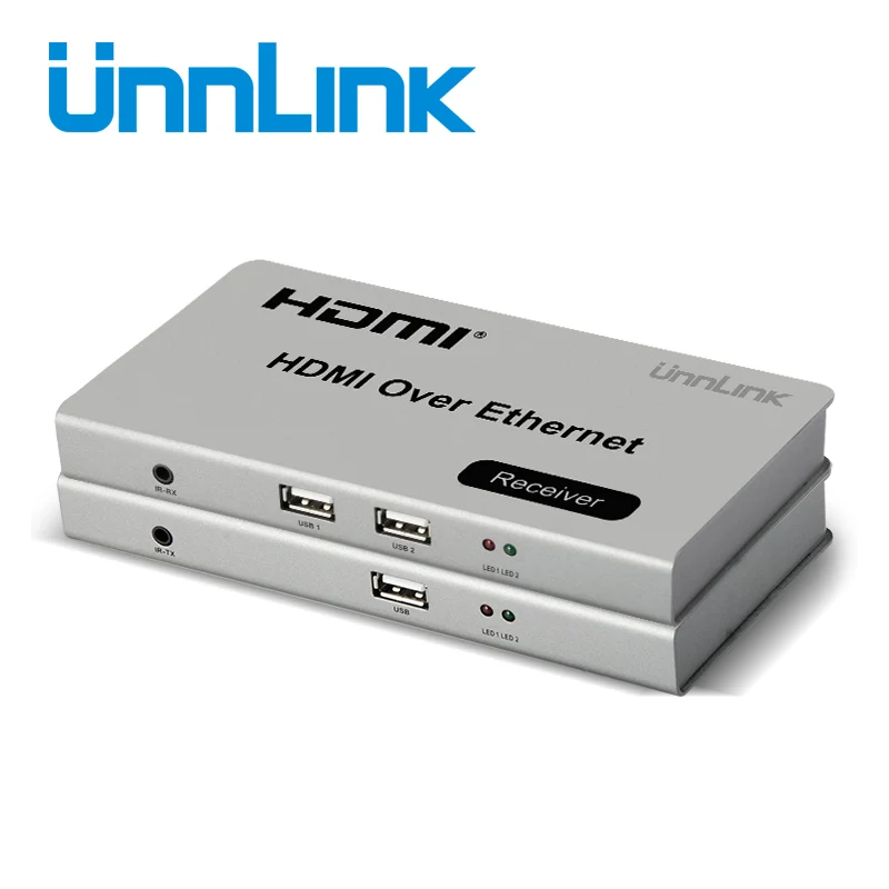 

Unnlink 120M HDMI Ethernet RJ45 LAN CAT5E/6 Extender HDMI KVM Extension FHD 1080P@60Hz ir Remote Control for computer tv project