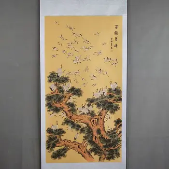 

Chinese characteristics beautiful one hundred Crane Chengxiang pattern silk painting decorative