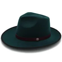 Модная мужская фетровая шляпа Федора с широким джазования с полями шляпа джентльмена осень Sombrero Godfather Panma шляпа кожаный ремень
