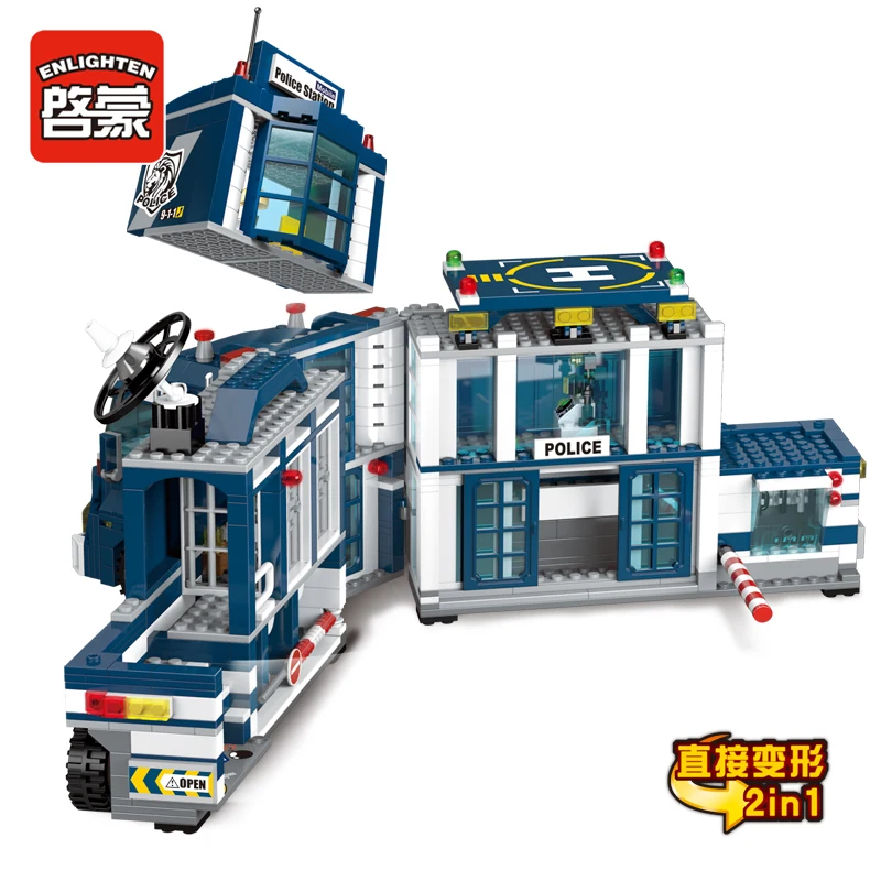  Enlighten Building Blocks City Police 2 in 1 Mobile Police Station 7 Figures 951pcs Educational Bri