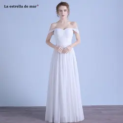 Vestidos de dama de honor mujer 2019 Новый с вырезом лодочкой, шифоновое с коротким рукавом и низким вырезом на спине линия белые платья для подружек